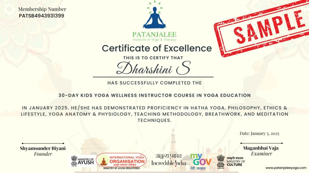 Kids YTT Sample Certificate